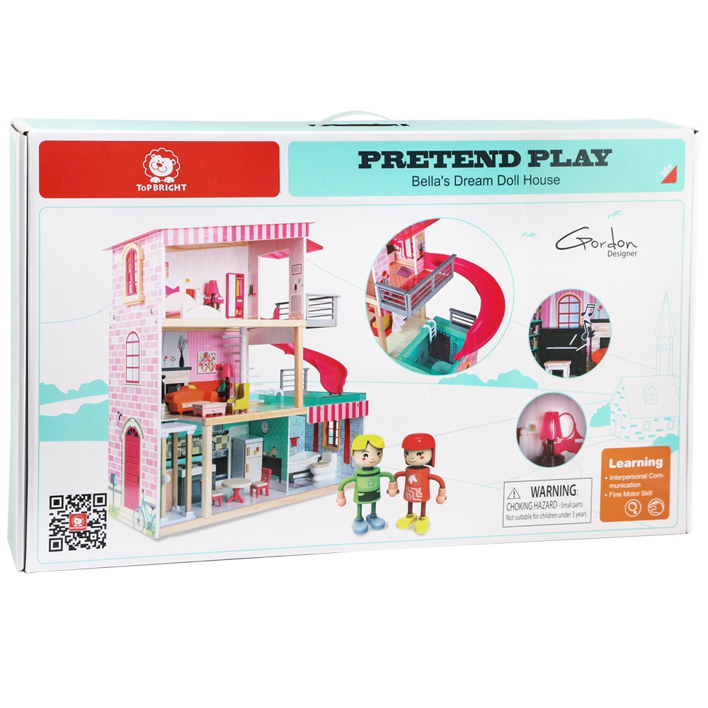 Modern Doll House - Fully Furnished with Lights & Sounds - 80 x 25 x 75 cm - 20pcs-**