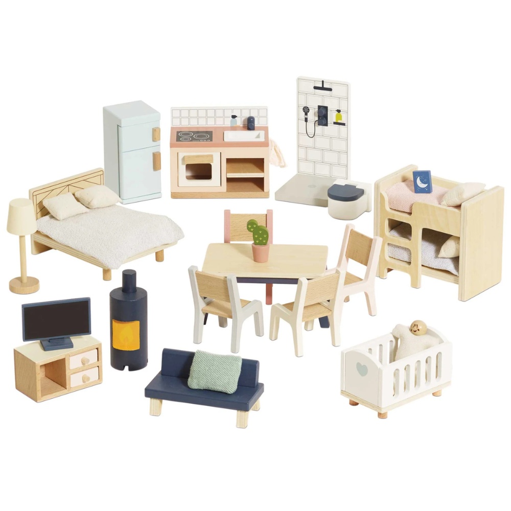 Complete Dolls House Furniture Set - 35pcs