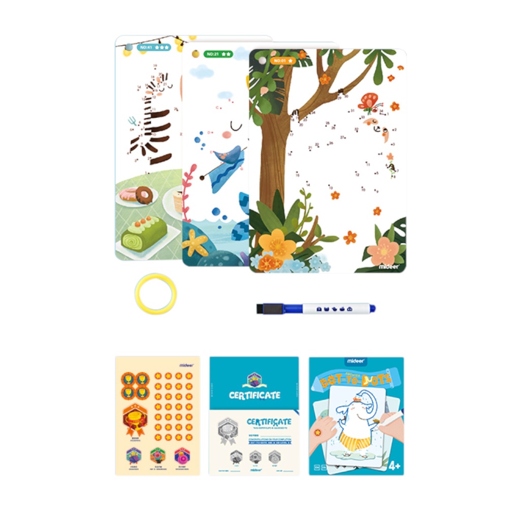 Dot-to-Dot Wipe Clean Activity Cards - Reusable Connect the Dots for Kids
