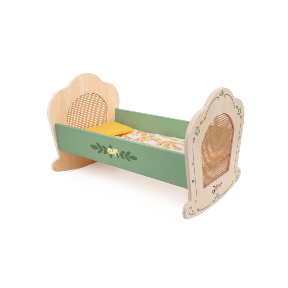 Pretend & Play - Vintage Wooden Doll Cradle - 3pcs