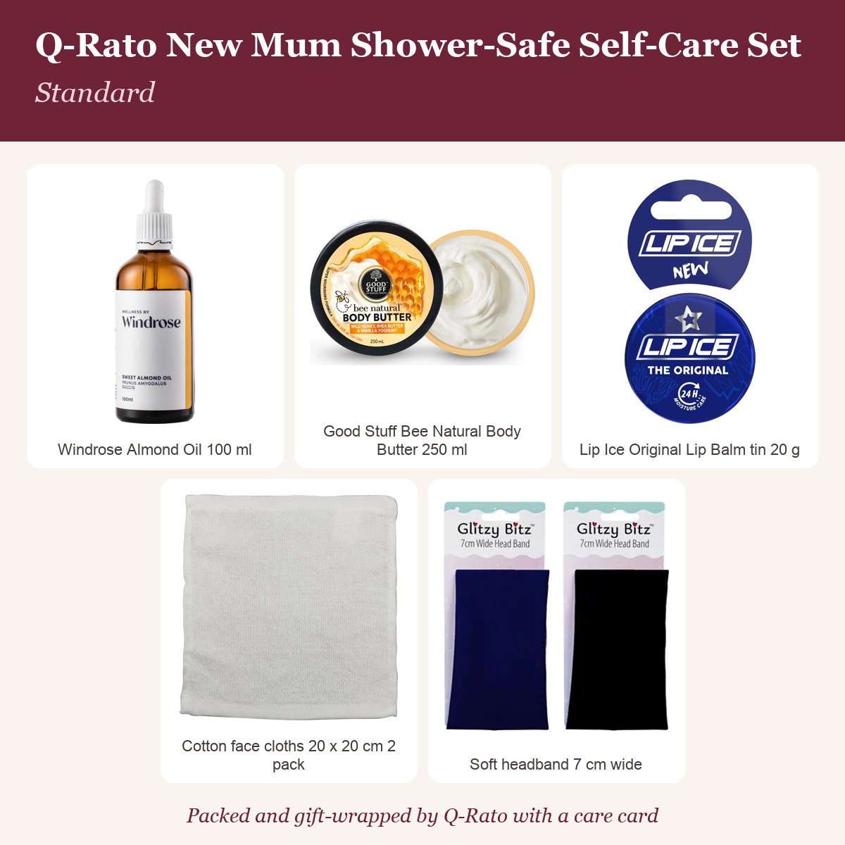 Q-Rato New Mum Shower-Safe Self-Care Set
