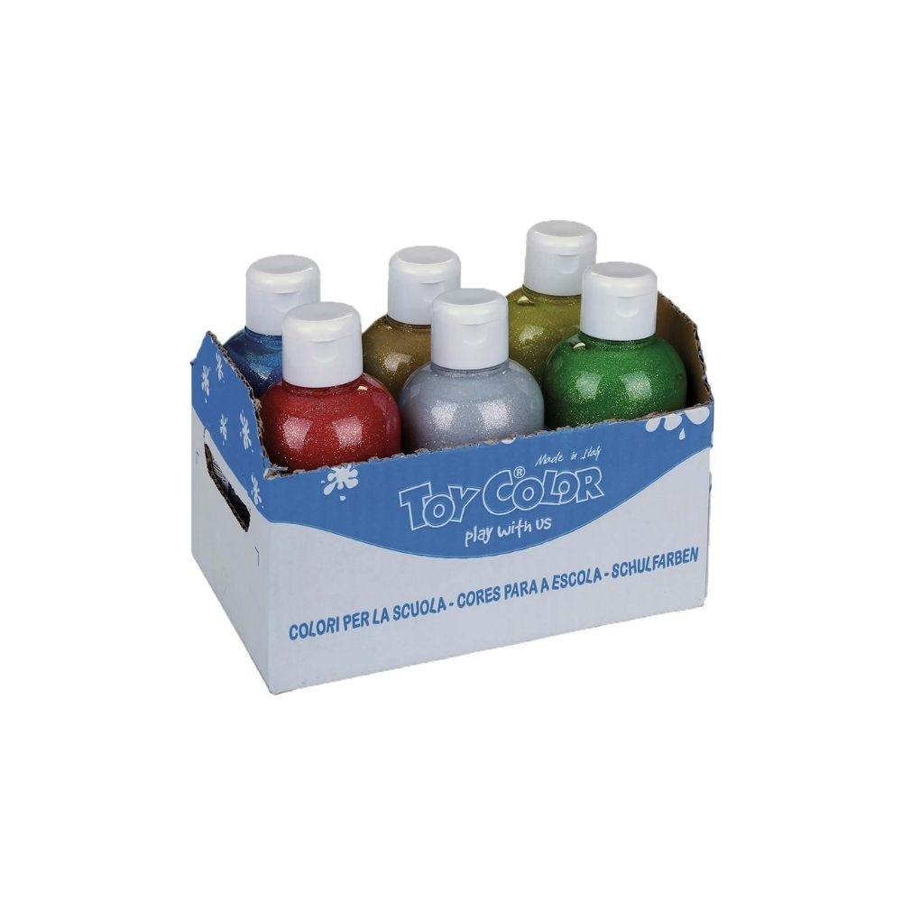 Superwashable Magic Glitter Glue Tempera for Kids - Bulk Pack 6 x 250ml