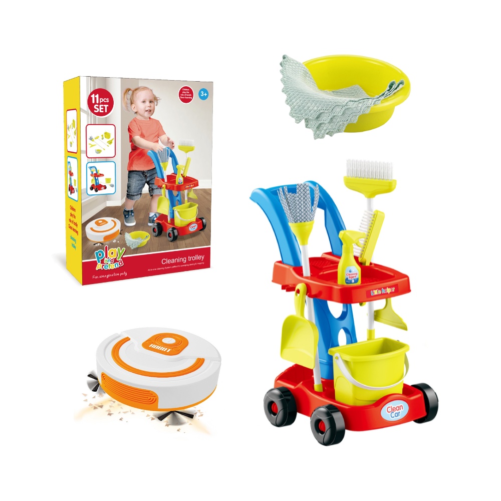 Pretend & Play Cleaning Trolley Set - 11 Pieces