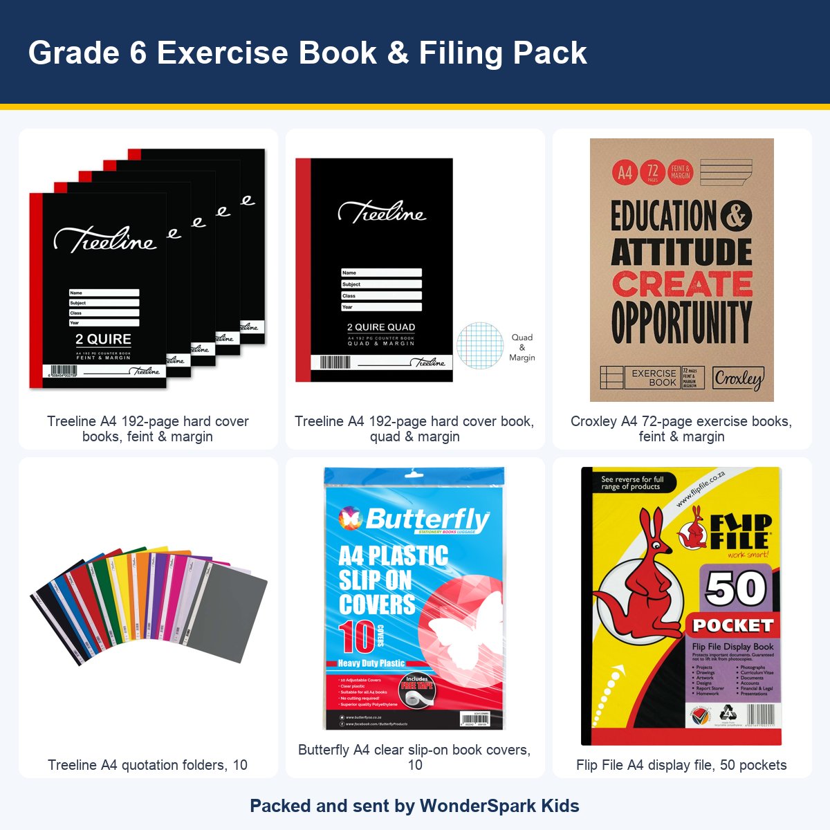 WonderSpark Kids Grade 6 Exercise Book & Filing Pack