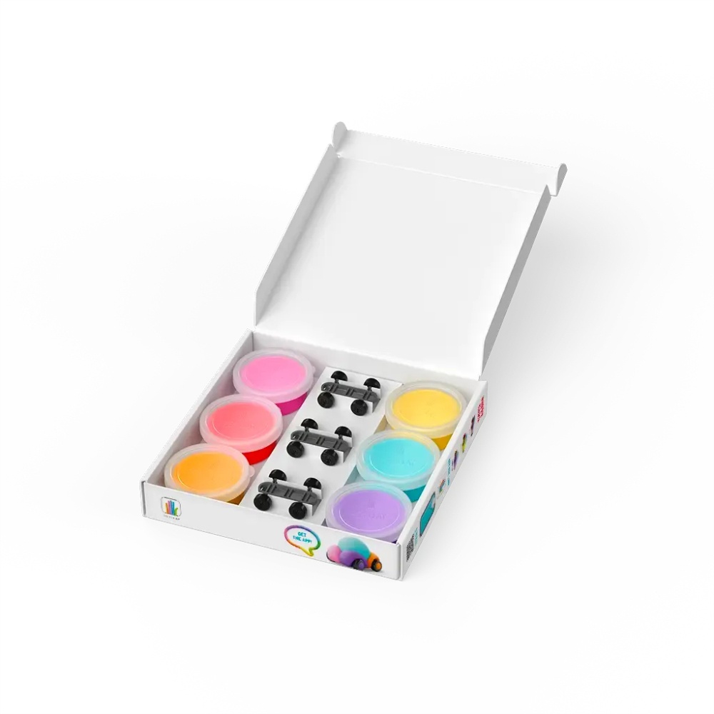 Modelling Air-Dry Clay with Fun Interactive App - Happy Cars, series Motors, 6 cans-**