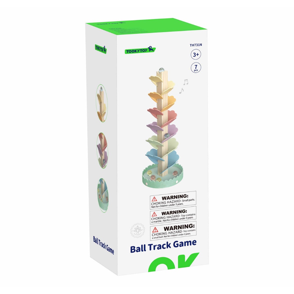 Wooden Ball Track Tree Toy with Spinning Leaves