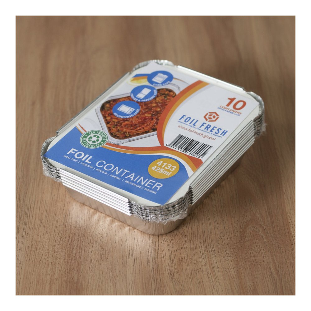 PRE PACK FOIL 4133 425ml + BOARD LID (10) — 10 packs