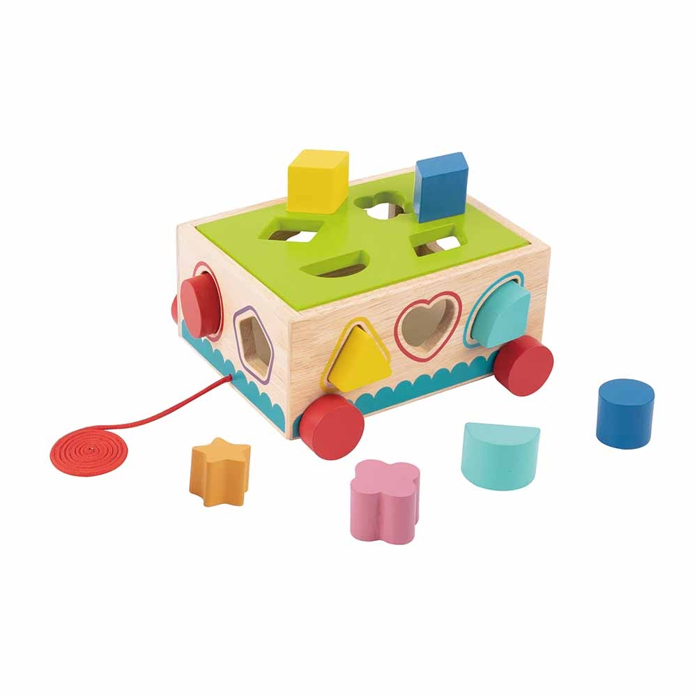 Wooden Pull Along Toy Car & Shape Sorter
