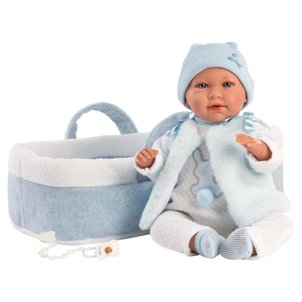 Baby Boy Doll with Crying Mechanism & Baby Carrier: Mimo - 42cm