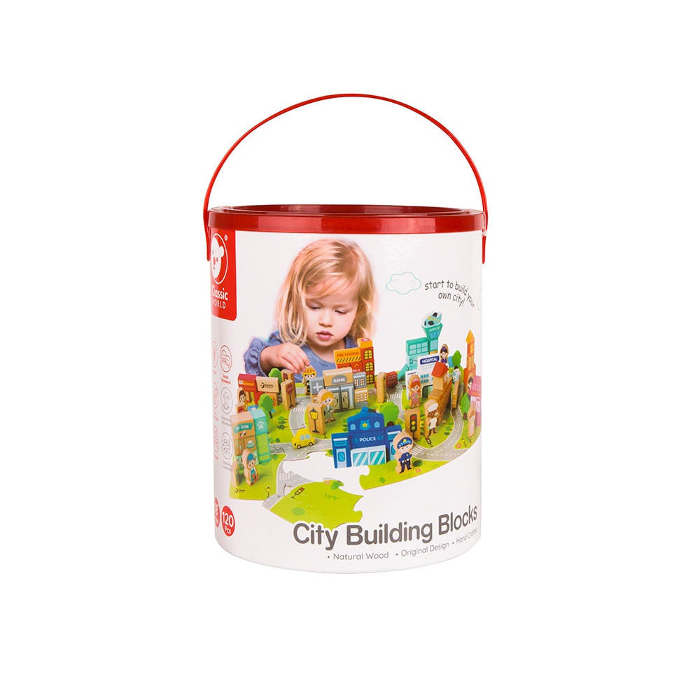 Wooden City Building Blocks Set - 120 Pieces