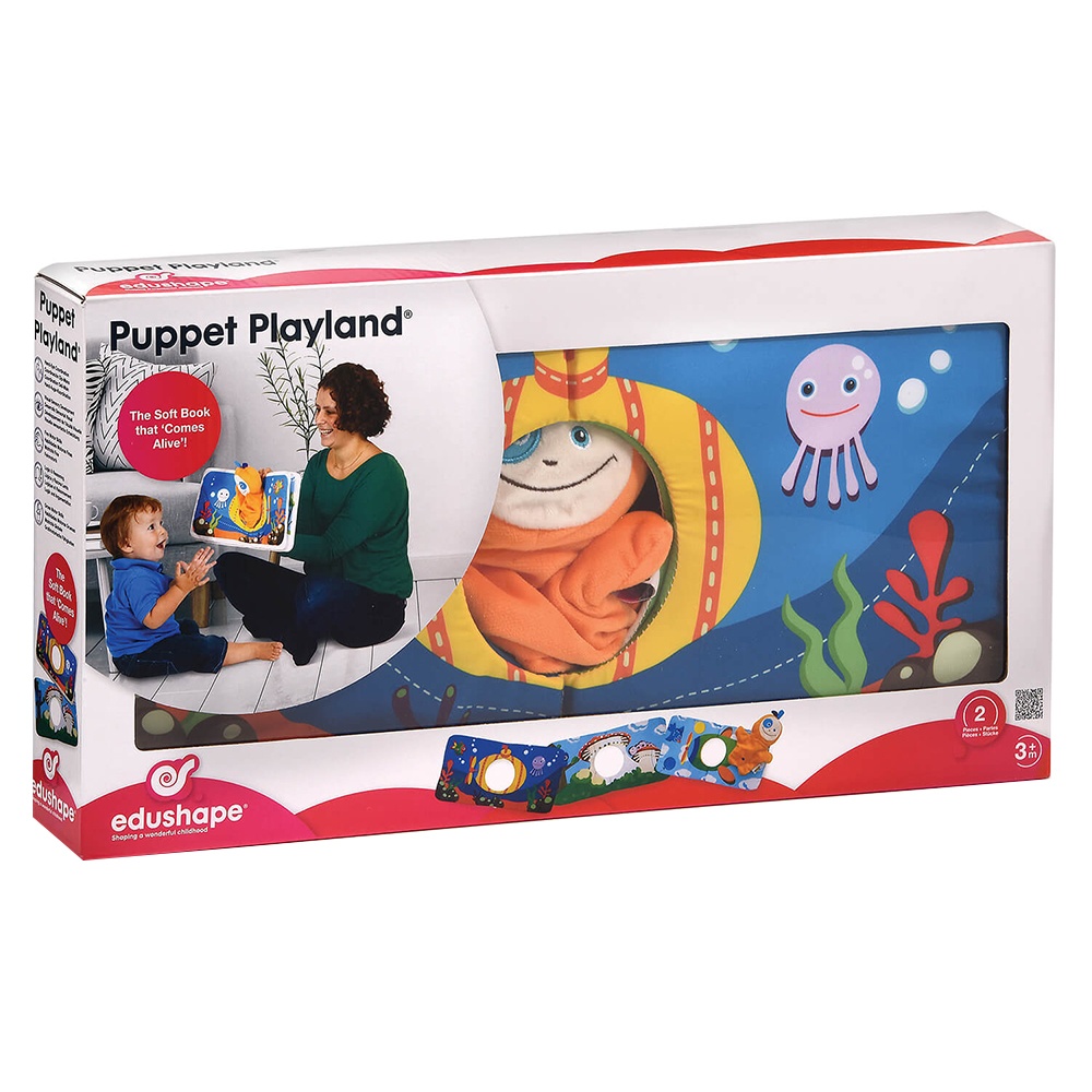 edushape - Puppet Playland Baby Book - Soft Interactive Book & Puppet Set