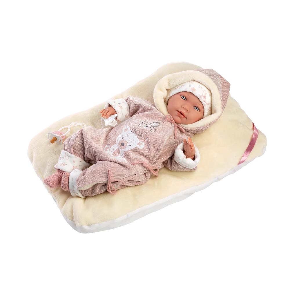 Baby Girl Doll with Crying Mechanism, Clothing & Cushion: Lala - 42cm