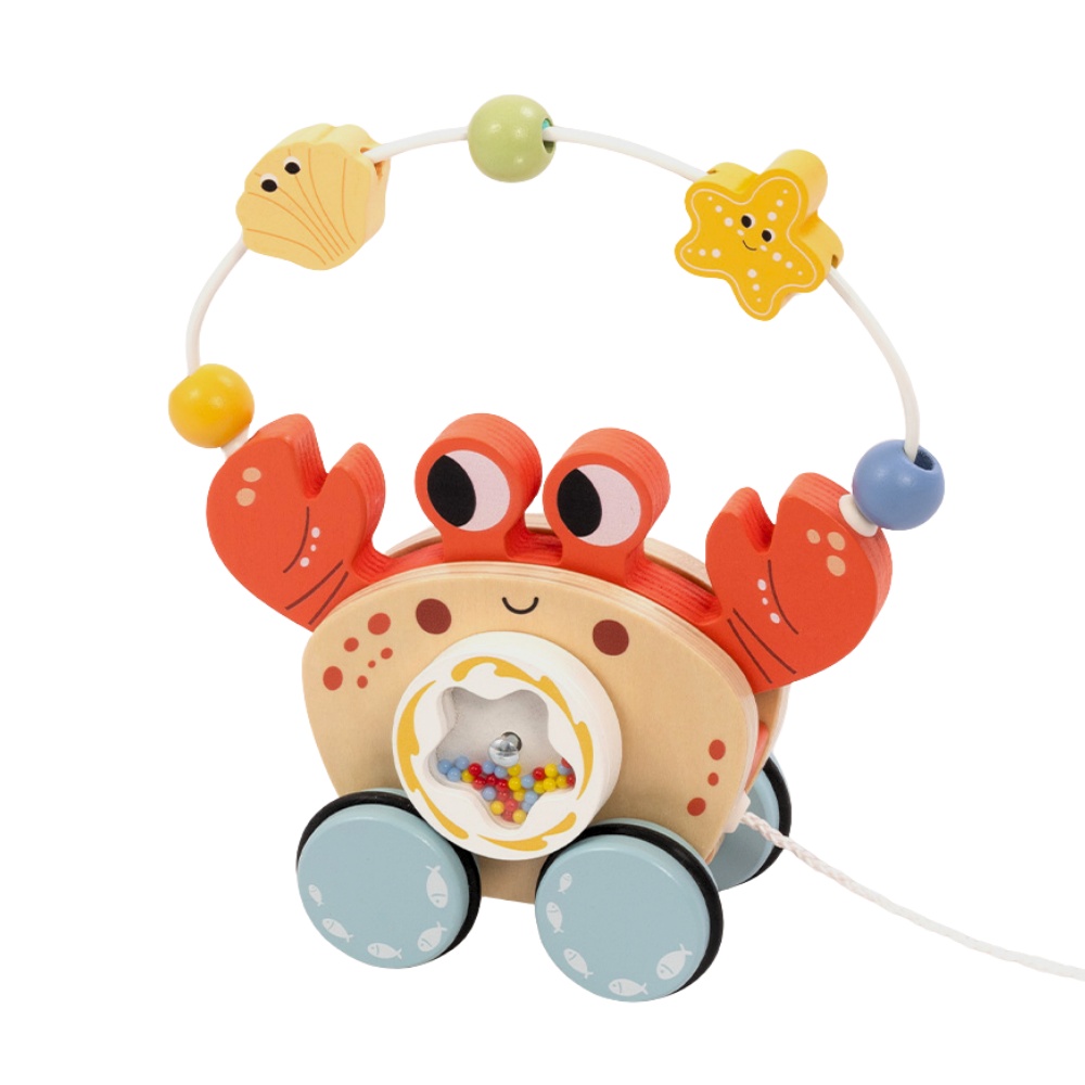 Wooden Pull Along Crab Bead Maze Toy