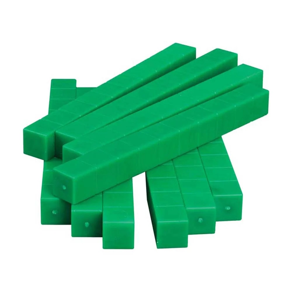 Base Ten Blocks - Plastic - Green Rods - 50pcs Polybag