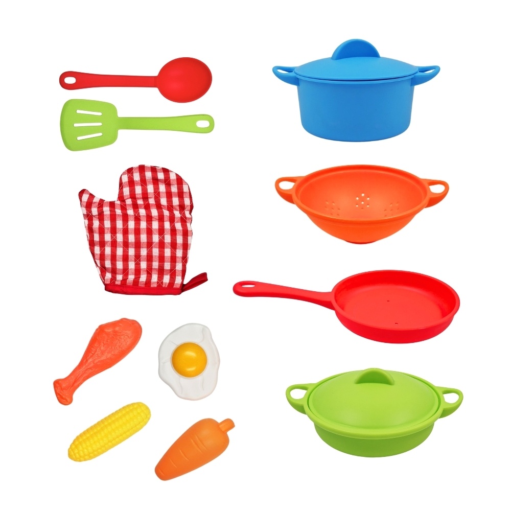 Mingli Toys - Pretend & Play - Pots & Pans Cooking Set - Eco-friendly - 12 Pieces