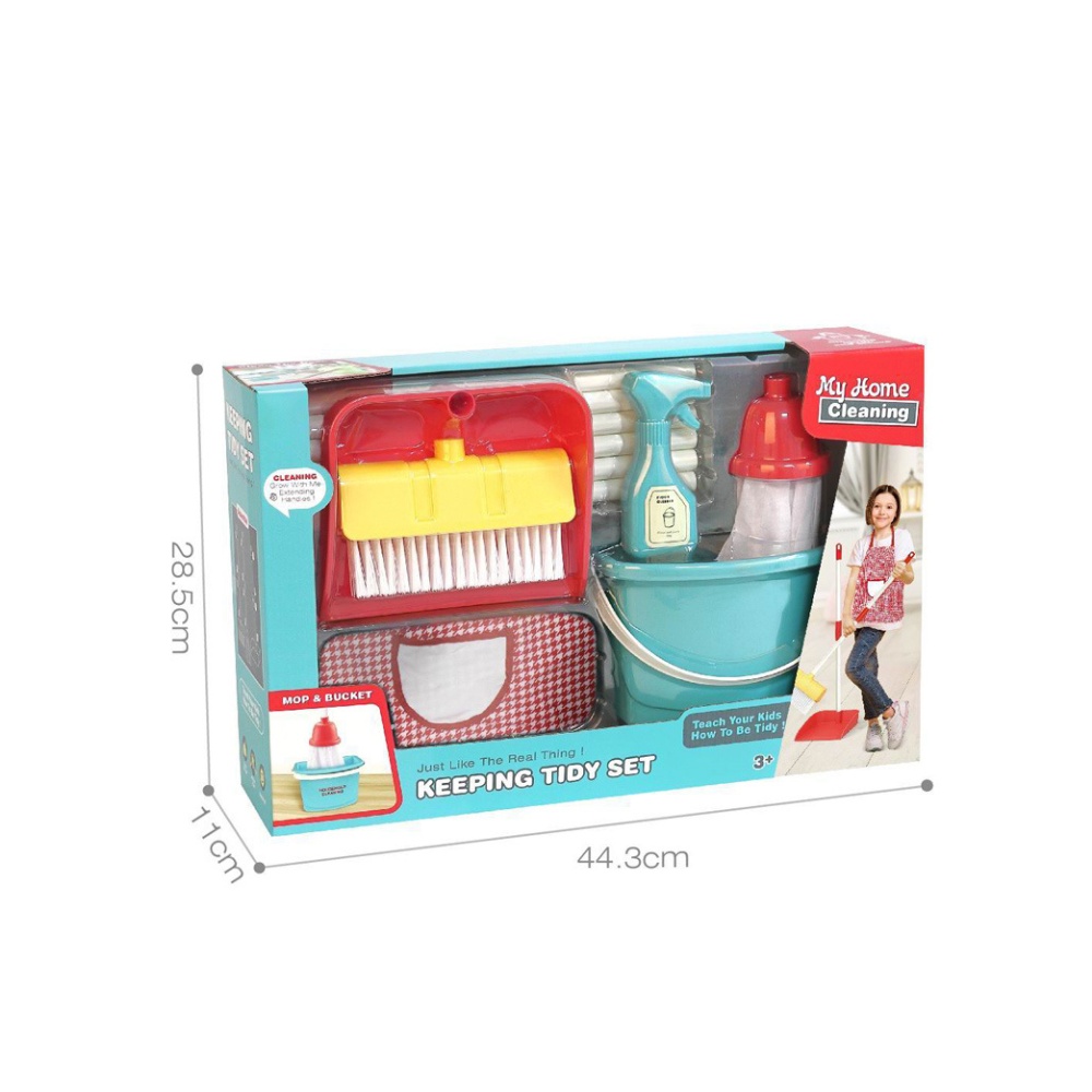 Pretend & Play Keeping Tidy Set with Cleaning Tools, Apron & Bucket-**