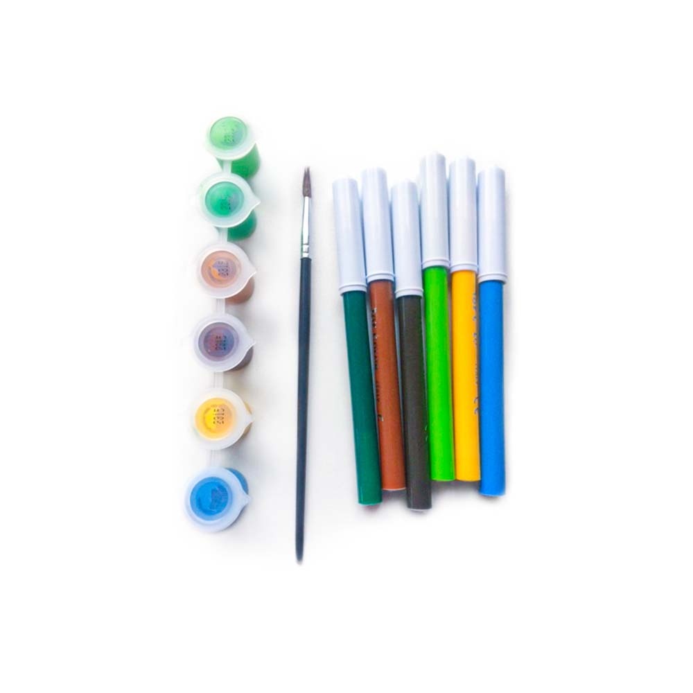 Paint By Numbers Set - 6 Designs with Tempera Paints, Pens & Markers