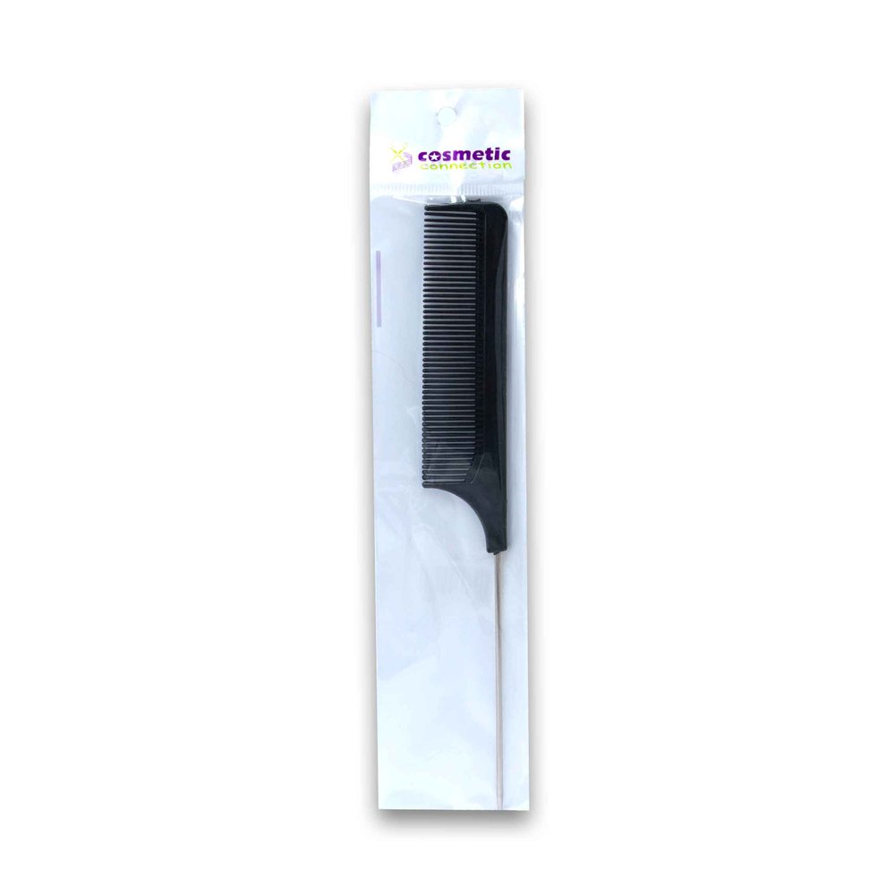 Unbranded Black Rat Tail Comb with Metal Pin - 12 Supplier Packs