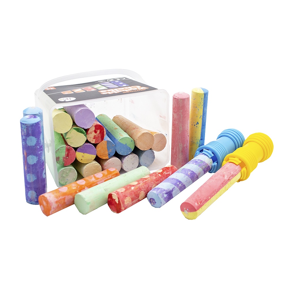Jumbo Sidewalk Chalk with Holders - 24 Colour Washable Kit