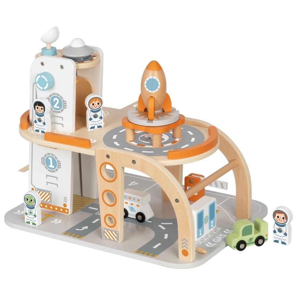Pretend Play Wooden Space Station Toy Set - 14 Pieces