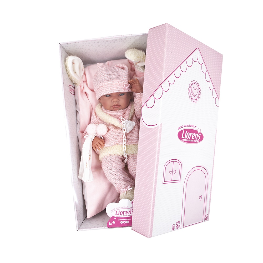 Anatomically Correct Baby Girl Doll with Pink Outfit & Cushion: Nica - 40cm