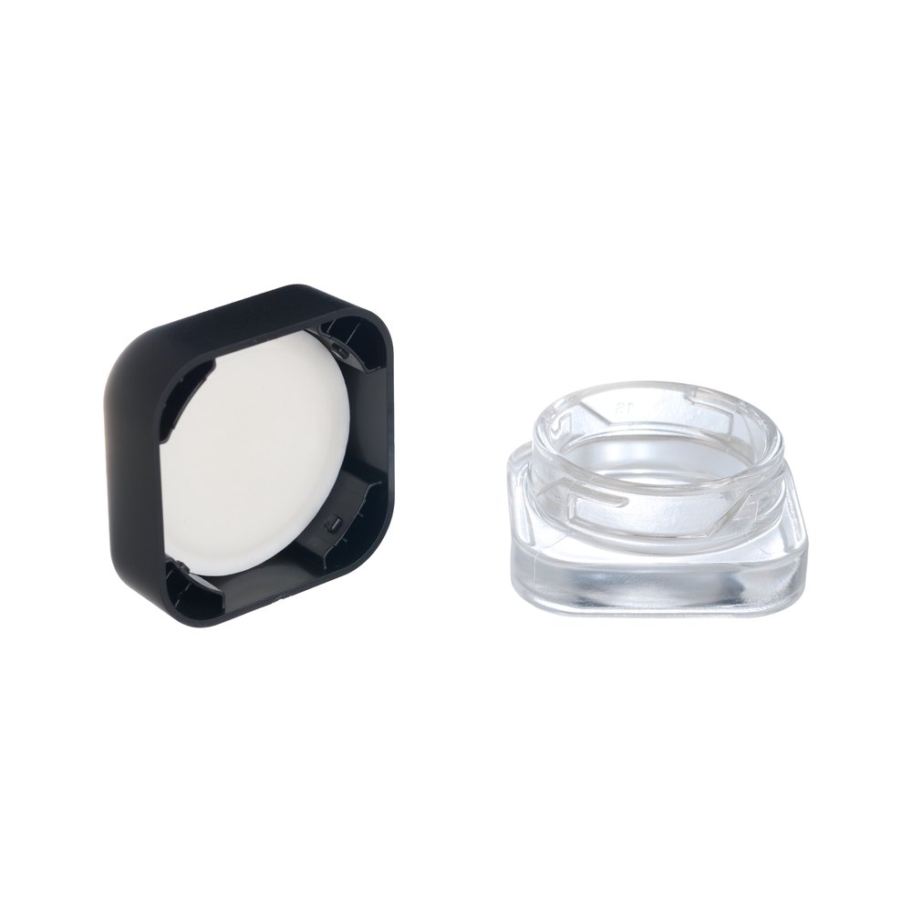 Unbranded Square Concentrate Jar 2g Capacity Clear Base Black Lid - 50 Jars