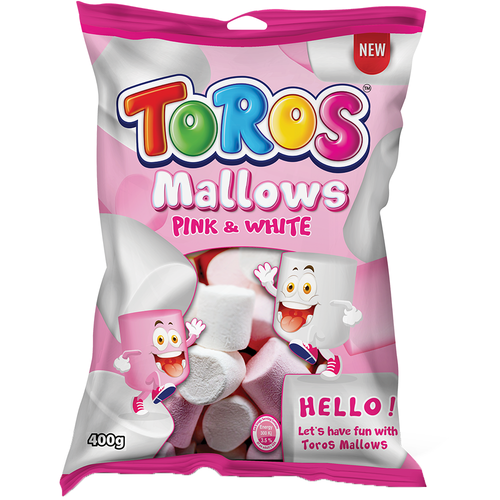 Toros Pink & White Marshmallows - 6 x 400g