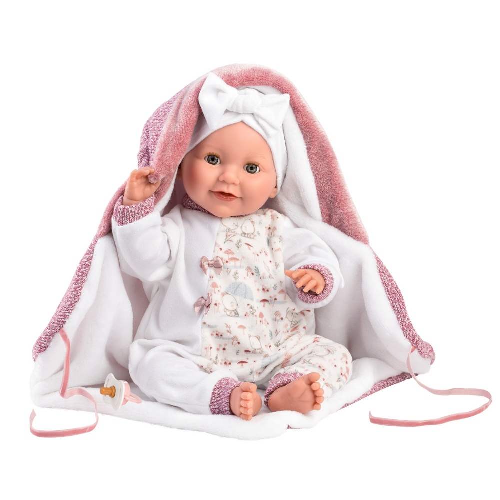 Baby Girl Doll with Crying Mechanism, Clothing & Blanket: Heidi - 42cm