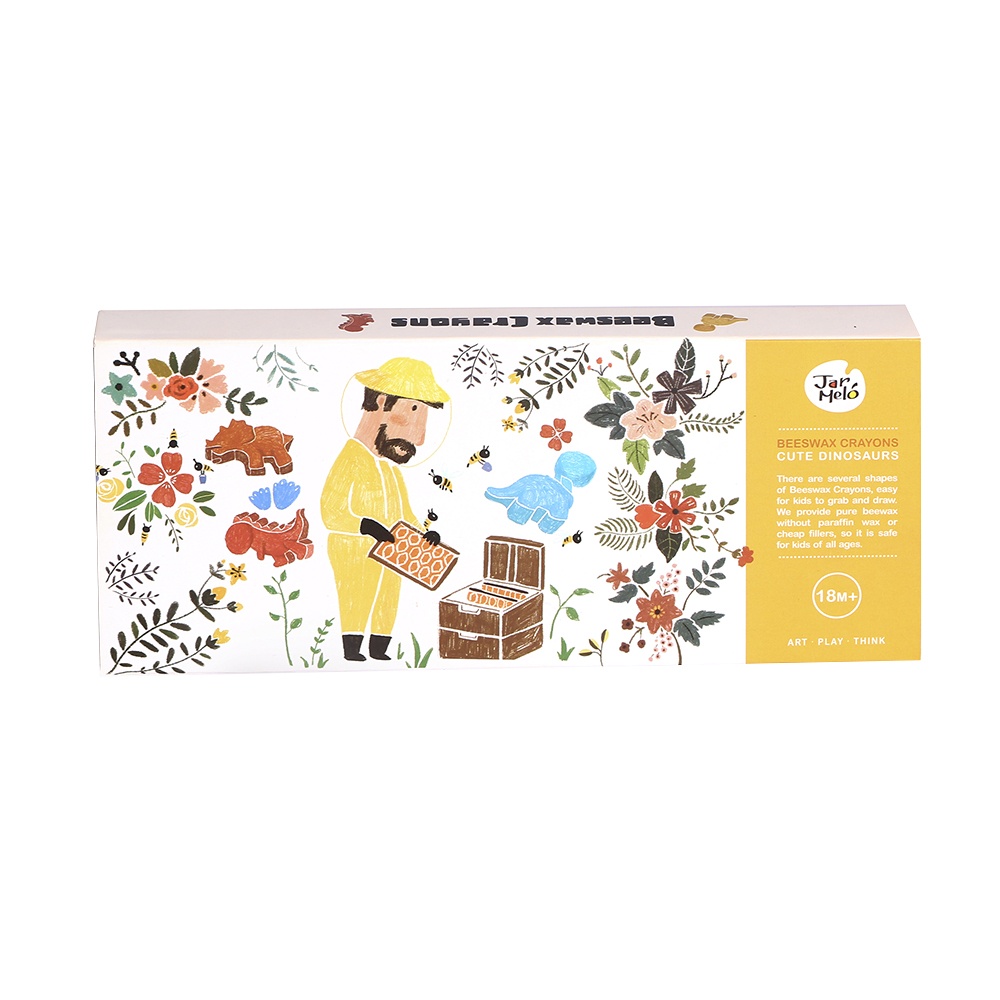 Cute Dinosaur Beeswax Crayons - 12 Washable & Non-Toxic Colours