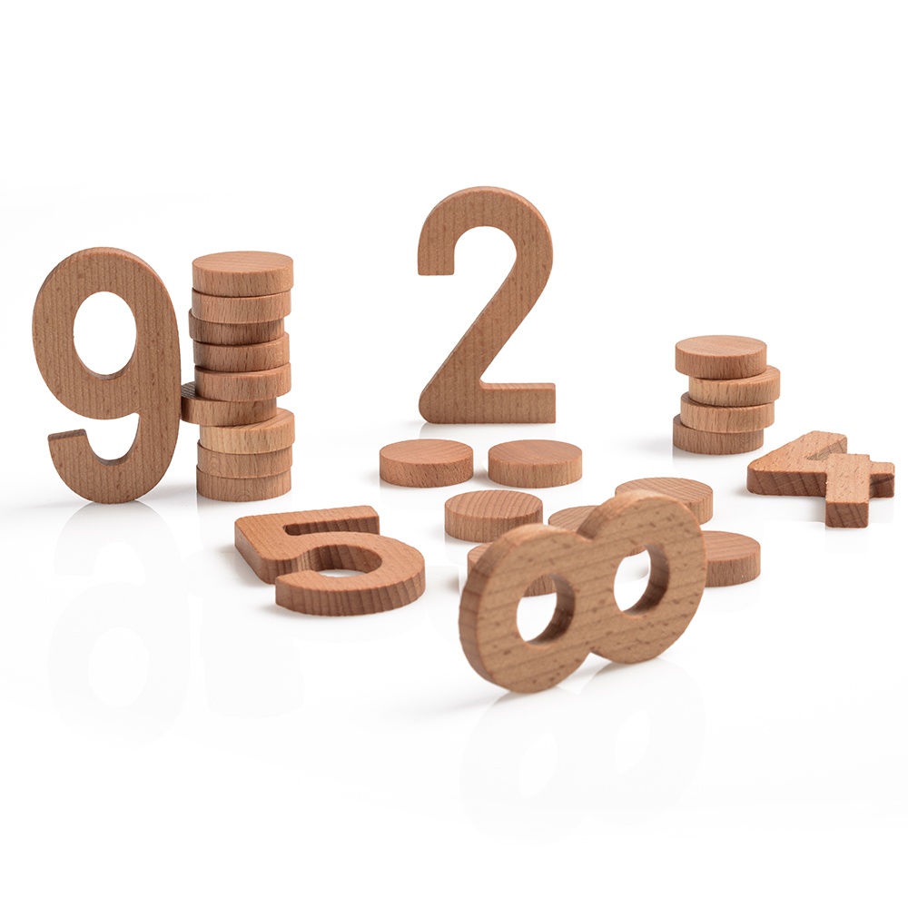 Numbers Up To 10 - 12pcs - Natural Beech Wood