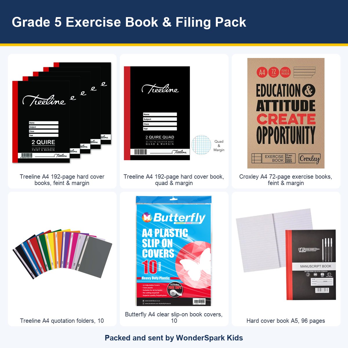 WonderSpark Kids Grade 5 Exercise Book & Filing Pack