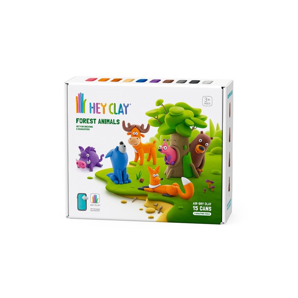 Modelling Air-Dry Clay with Fun Interactive App - Forest Animals, 15 cans